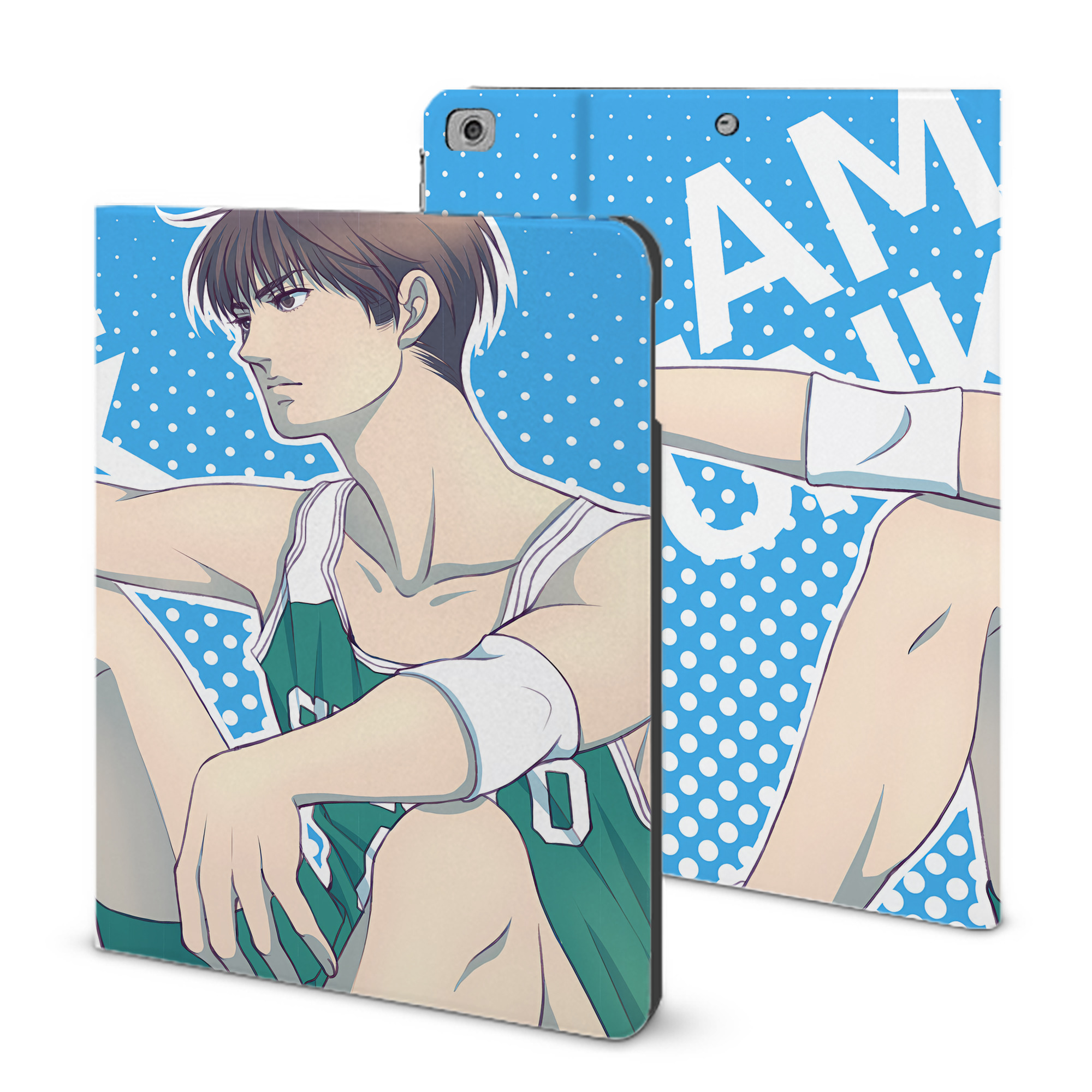 （画像用） SLAM DUNK／スラムダンク IPad ケース ブック型 PUレザー TPU 耐衝撃 軽量 薄型 ペン収納なし 全面保護 IPad 各モデル対応
